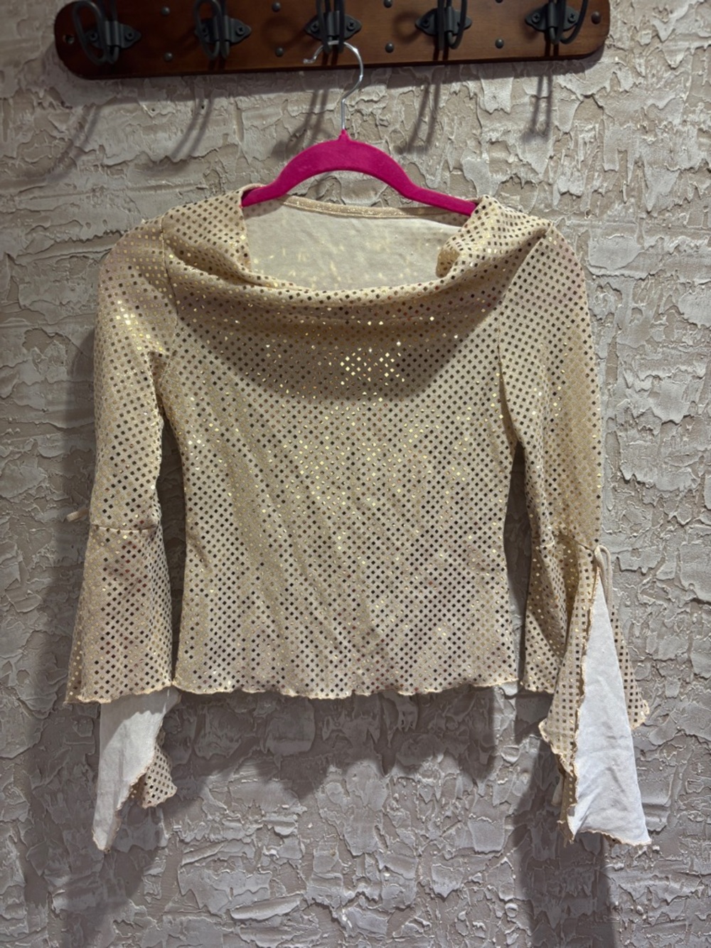 Sequined Cream Drape Neck Women's Top